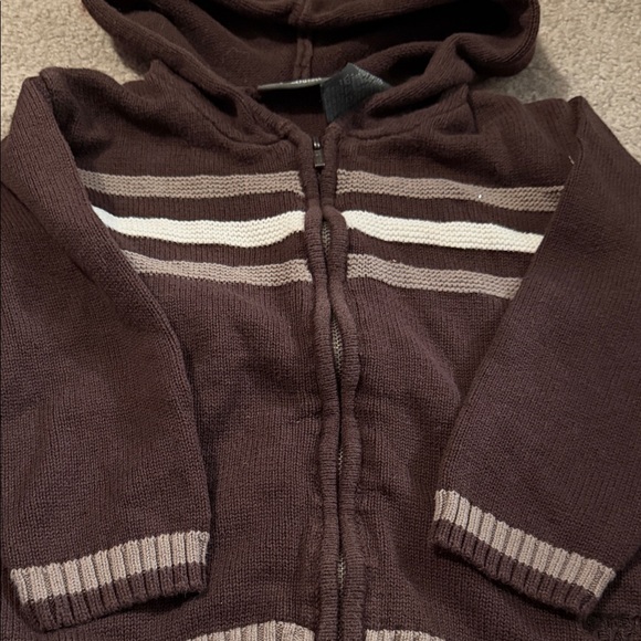 Kenneth Cole Reaction Other - Kennith Cole Boys Brown Striped Zip Up Hooded Sweater 3T